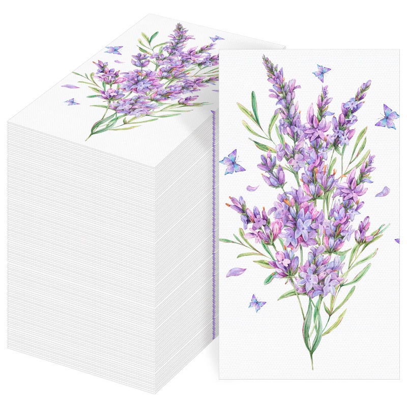 Sinmoe 100 Pack Floral Napkins Disposable Paper Hand Towels 2 Ply Decorative Dinner Guest Towels Flower Cocktail Napkins for Bathroom Toilet Powder Room Wedding Bridal Shower Birthday (Floral) - Image 1