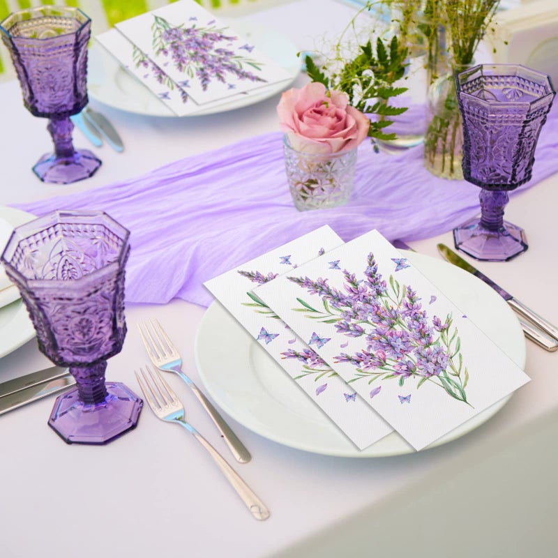 Sinmoe 100 Pack Floral Napkins Disposable Paper Hand Towels 2 Ply Decorative Dinner Guest Towels Flower Cocktail Napkins for Bathroom Toilet Powder Room Wedding Bridal Shower Birthday (Floral) - Image 3