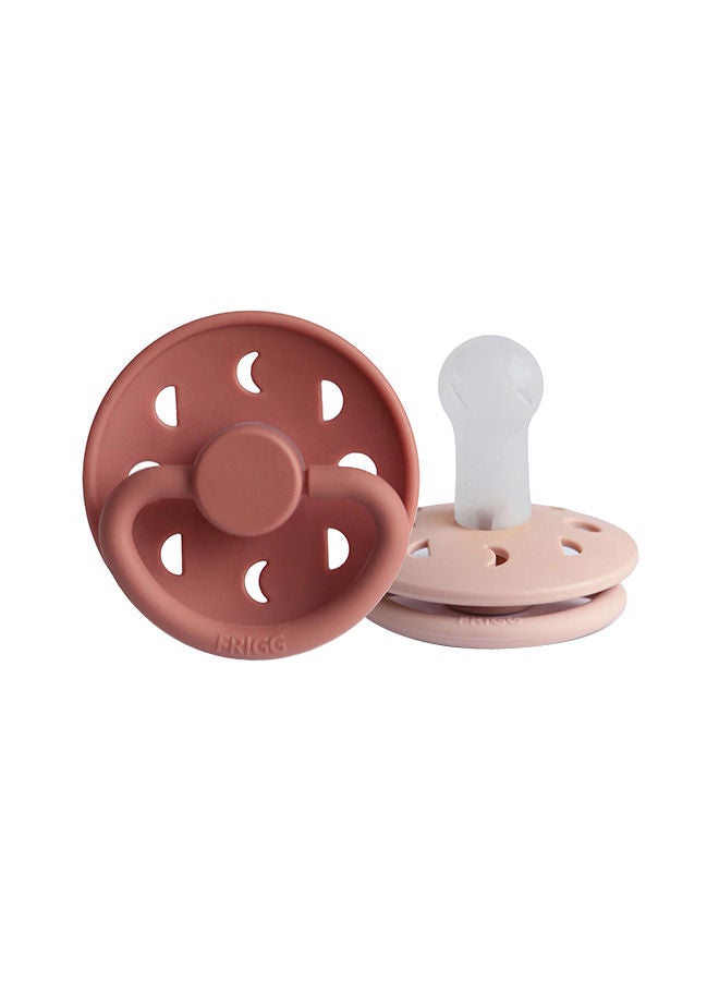 FRIGG Pack Of 2 Moon Phase Silicone Baby Pacifier 6-18M, Blush/Powder Blush - Size 2
