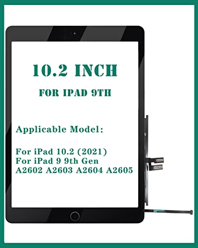 SRJTEK for iPad 9th Gen Generation Touch Screen for iPad 9 A2602 Screen Replacement for iPad 10.2 2021 Digitizer A2603 A2604 A2605 Glass Sensor Panel (with Home Button) (Black) - Image 2