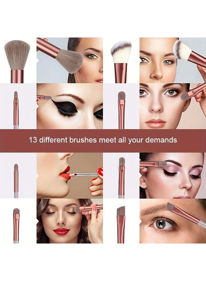 Generic 13Pcs Makeup Brush Set Soft Fluffy Professional Cosmetic Foundation Powder Eyeshadow Blending Make Up Brush Beauty Tool With Bag Makeup Sponge Beauty Gift For Makeup Beginner  - Image 5