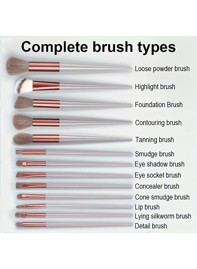 Generic 13Pcs Makeup Brush Set Soft Fluffy Professional Cosmetic Foundation Powder Eyeshadow Blending Make Up Brush Beauty Tool With Bag Makeup Sponge Beauty Gift For Makeup Beginner  - Image 3