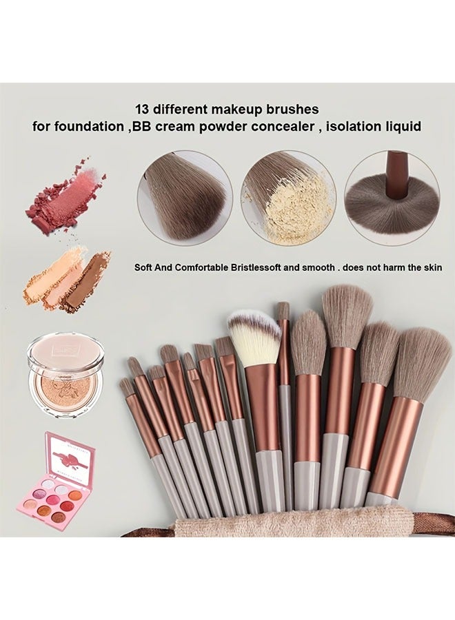 Generic 13Pcs Makeup Brush Set Soft Fluffy Professional Cosmetic Foundation Powder Eyeshadow Blending Make Up Brush Beauty Tool With Bag Makeup Sponge Beauty Gift For Makeup Beginner  - Image 2