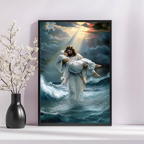 Mandun Jesus Diamond Painting Kits for Adults,Jesus Diamond Art Kits for Adults, DIY 5D Diamond Painting Kits for Beginners Home Wall Decor 12x16inch - Image 3