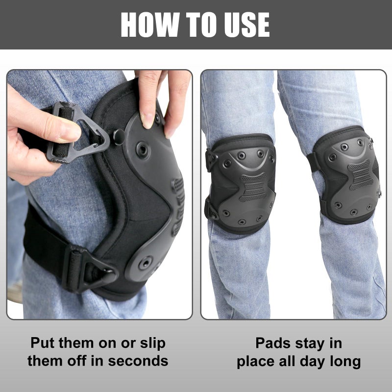 BZTAC Tactical Professional Combat Knee Protective Pads Set Advanced Tactical Gear Set for Outdoor CS Paintball Game Cycling Safety Skateboarding Gear Skates Airsoft Hunting Knee Protection Guard Pads - Image 5
