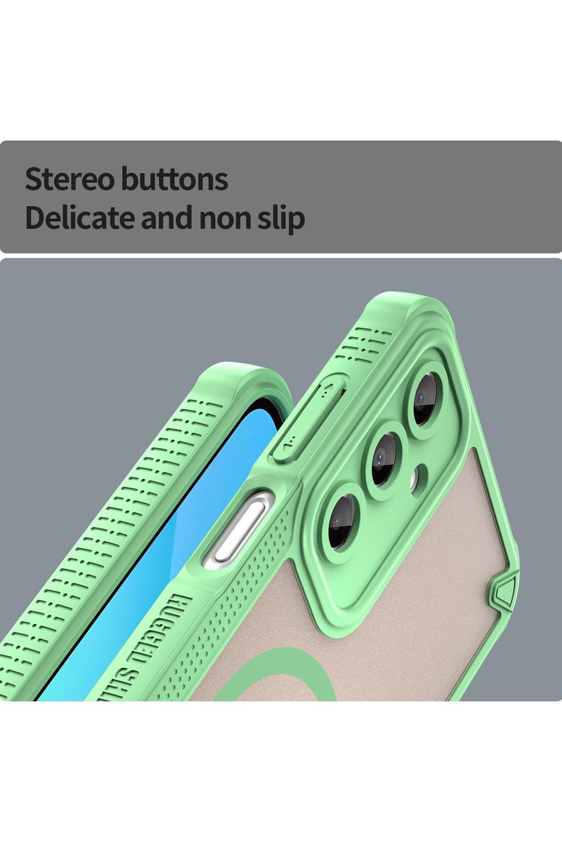 Cover For Samsung Galaxy A16 5G Armor Glaze MagSafe Magnetic Phone Case Raised edges around the screen and camera lens help prevent scratches - Green - Image 5
