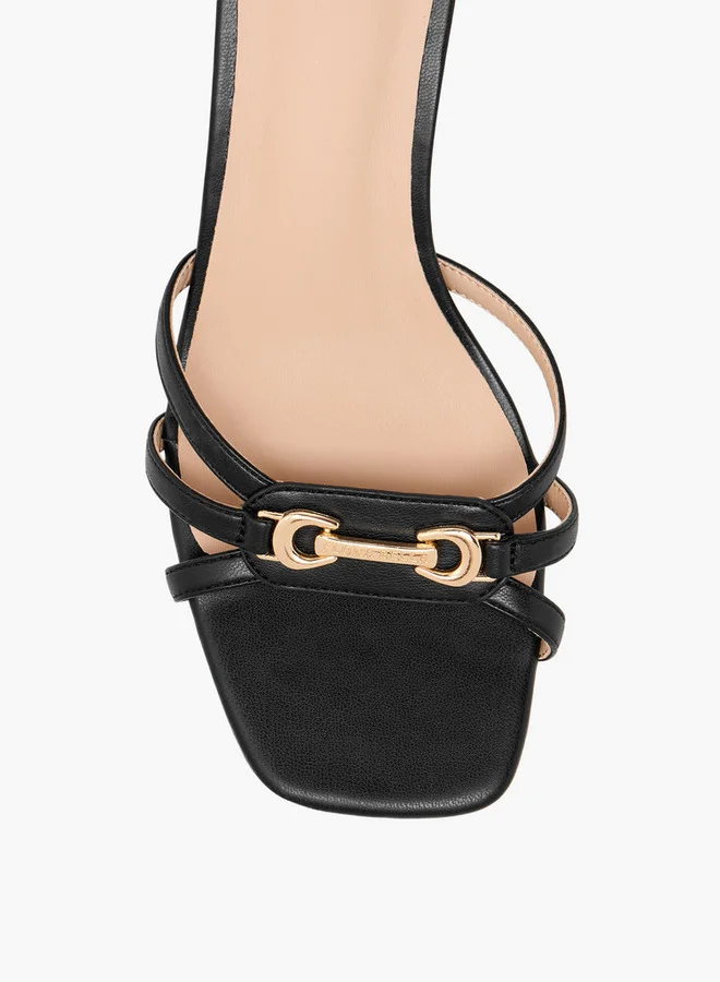 Flora Bella By Shoexpress Metal Accent Slip-On Sandals with Stiletto Heels
