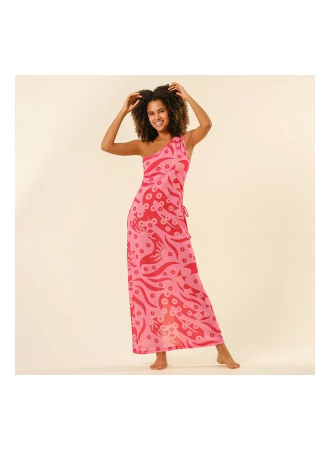 Proti Digital Print Asymmetric Dress - Pink.