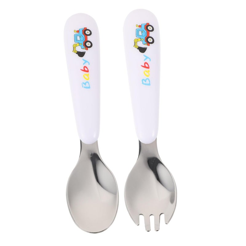 Childrens Stainless Steel Fork Spoon Set Adorable Safe Reusable Silverware Cutlery Kit - Image 2