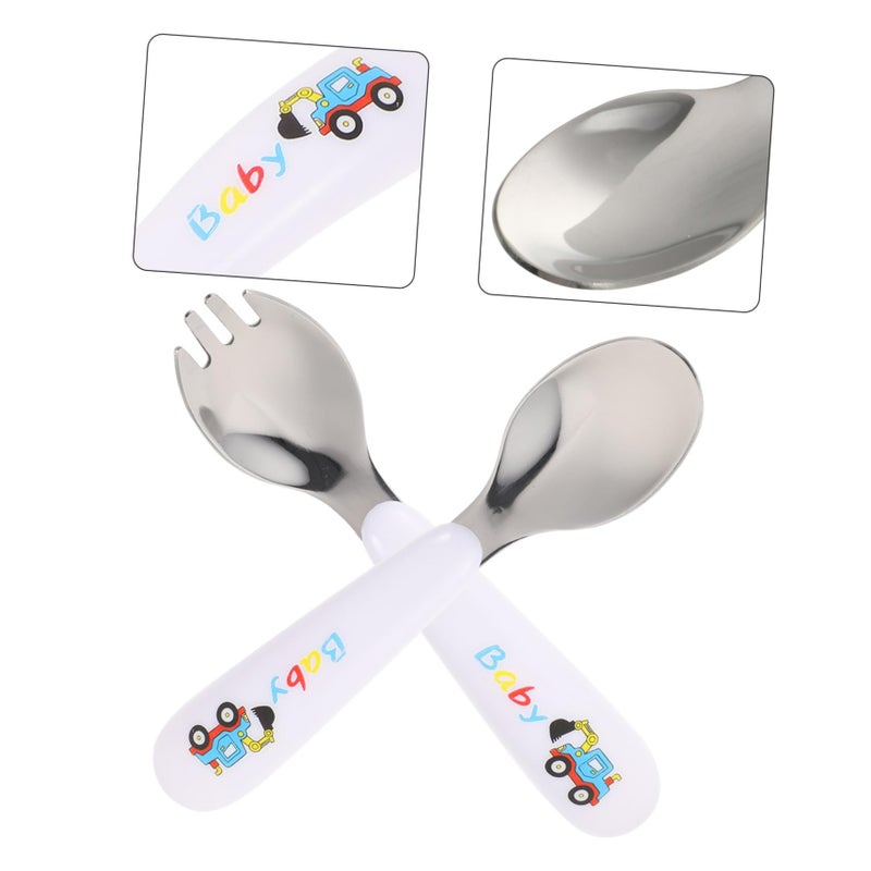 Childrens Stainless Steel Fork Spoon Set Adorable Safe Reusable Silverware Cutlery Kit - Image 4