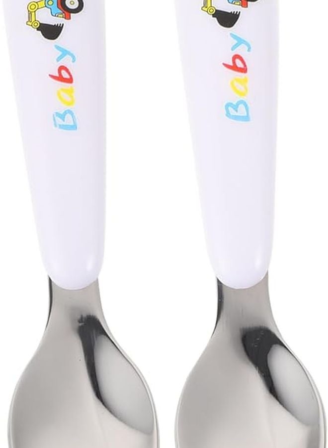 Childrens Stainless Steel Fork Spoon Set Adorable Safe Reusable Silverware Cutlery Kit - Image 1
