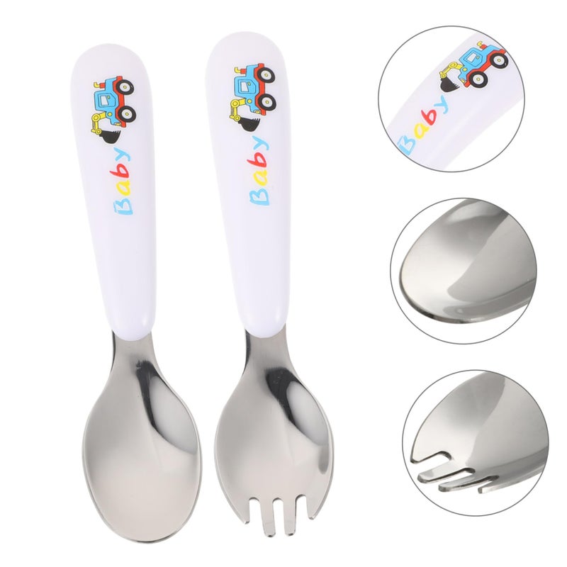 Childrens Stainless Steel Fork Spoon Set Adorable Safe Reusable Silverware Cutlery Kit - Image 5