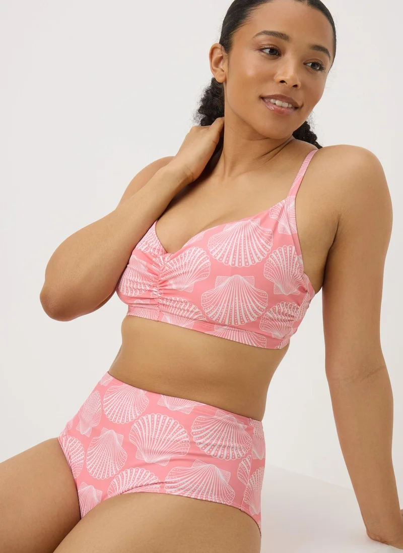 Matalan Peach Shell Print High Waisted Bikini Bottoms