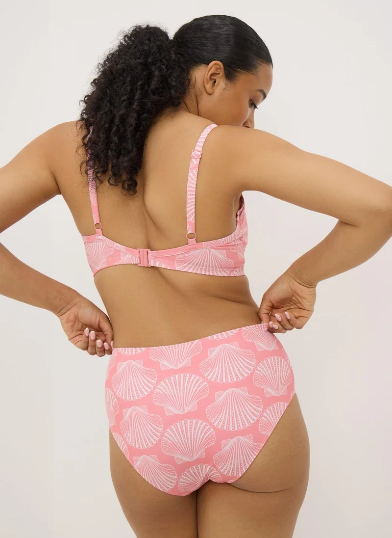 Matalan Peach Shell Print High Waisted Bikini Bottoms