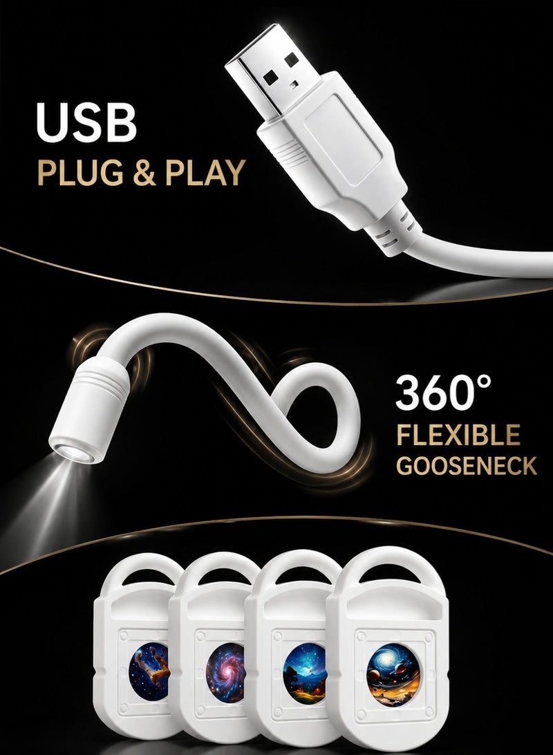 غانوا مصباح إسقاط نجوم USB  درجة، إضاءة نوم360 شريحة عرض، مصباح مجرة بوضعين، دوران مرن 12مع  LED قابلة للتعديل لغرف الأطفال والسيارة والتخييم والديكور - Image 5