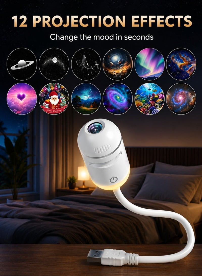غانوا مصباح إسقاط نجوم USB  درجة، إضاءة نوم360 شريحة عرض، مصباح مجرة بوضعين، دوران مرن 12مع  LED قابلة للتعديل لغرف الأطفال والسيارة والتخييم والديكور - Image 2