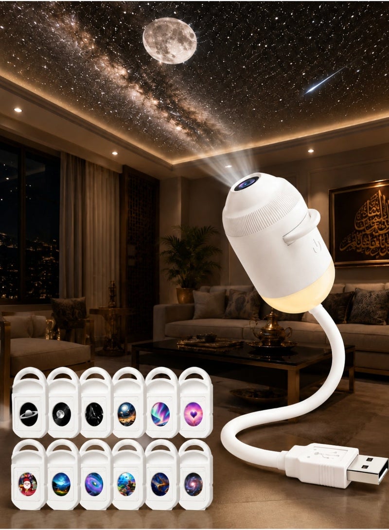 غانوا مصباح إسقاط نجوم USB  درجة، إضاءة نوم360 شريحة عرض، مصباح مجرة بوضعين، دوران مرن 12مع  LED قابلة للتعديل لغرف الأطفال والسيارة والتخييم والديكور - Image 1