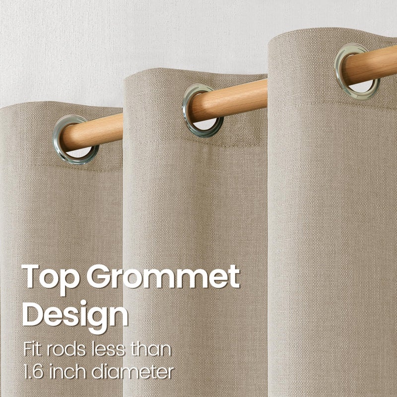 BGment الستائر المليئة 72 بوصة طويلة لغرفة المعيشة ستائر الكتان الكتان الخيش الخشفة مصححة سميكة تصفية الخصوصية الستائر النافذة الستار لغرفة النوم 2 لوحات 55 × 72 بوصة الشوفان - Image 5