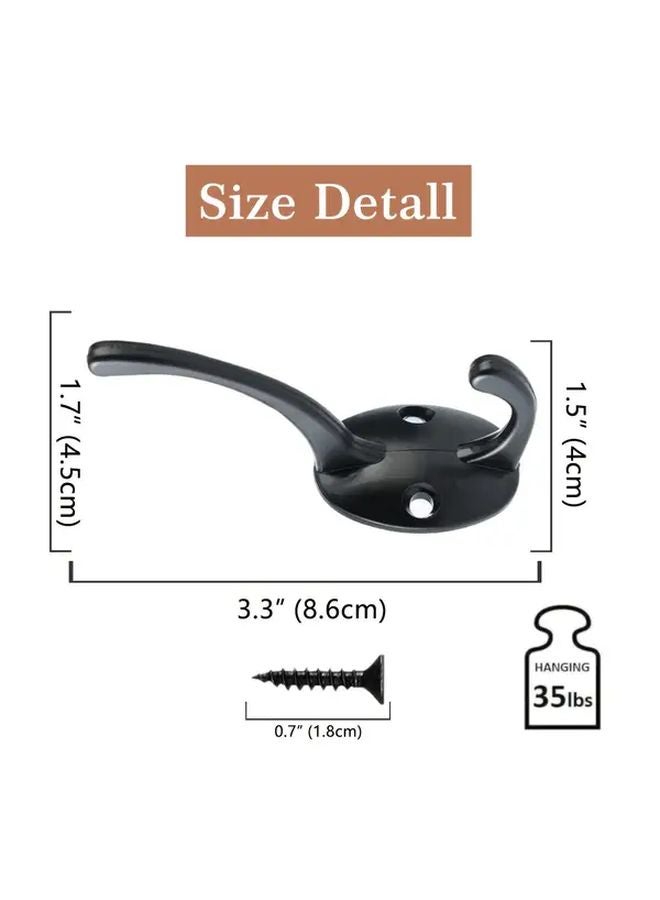 Black Wall Mounted Coat Hooks Retro Double Utility Hooks Set of 8 - Image 3
