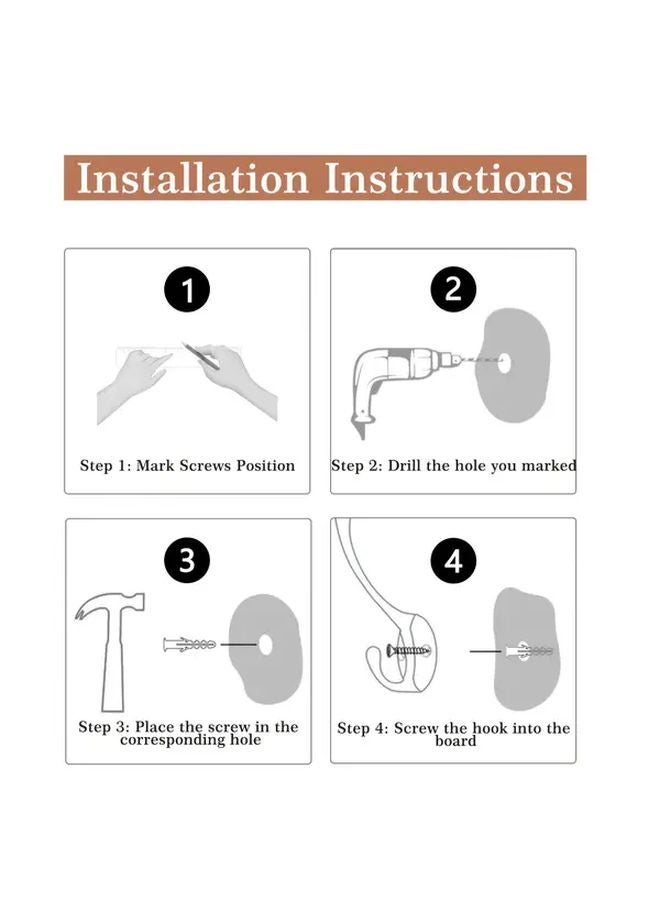 Black Wall Mounted Coat Hooks Retro Double Utility Hooks Set of 8 - Image 5