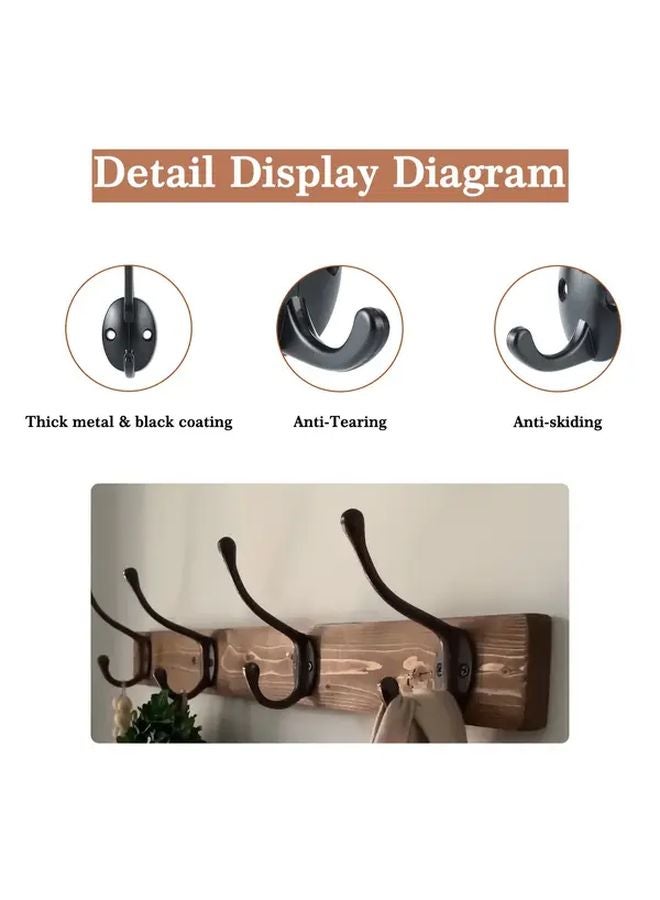 Black Wall Mounted Coat Hooks Retro Double Utility Hooks Set of 8 - Image 4