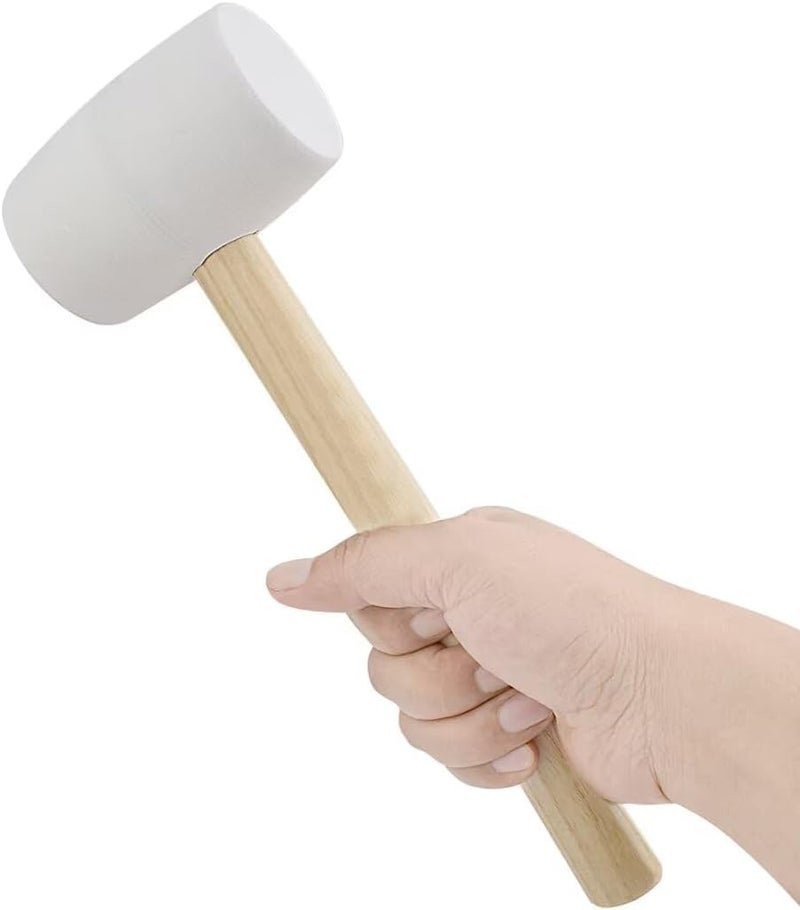 Gunpla Rubber Mallet - 8 oz Anti-Slip Wooden Handle Soft Double Face White Rubber Head Mallet for DIY, Tile Setting, Laminate Flooring Installs & More - Image 4