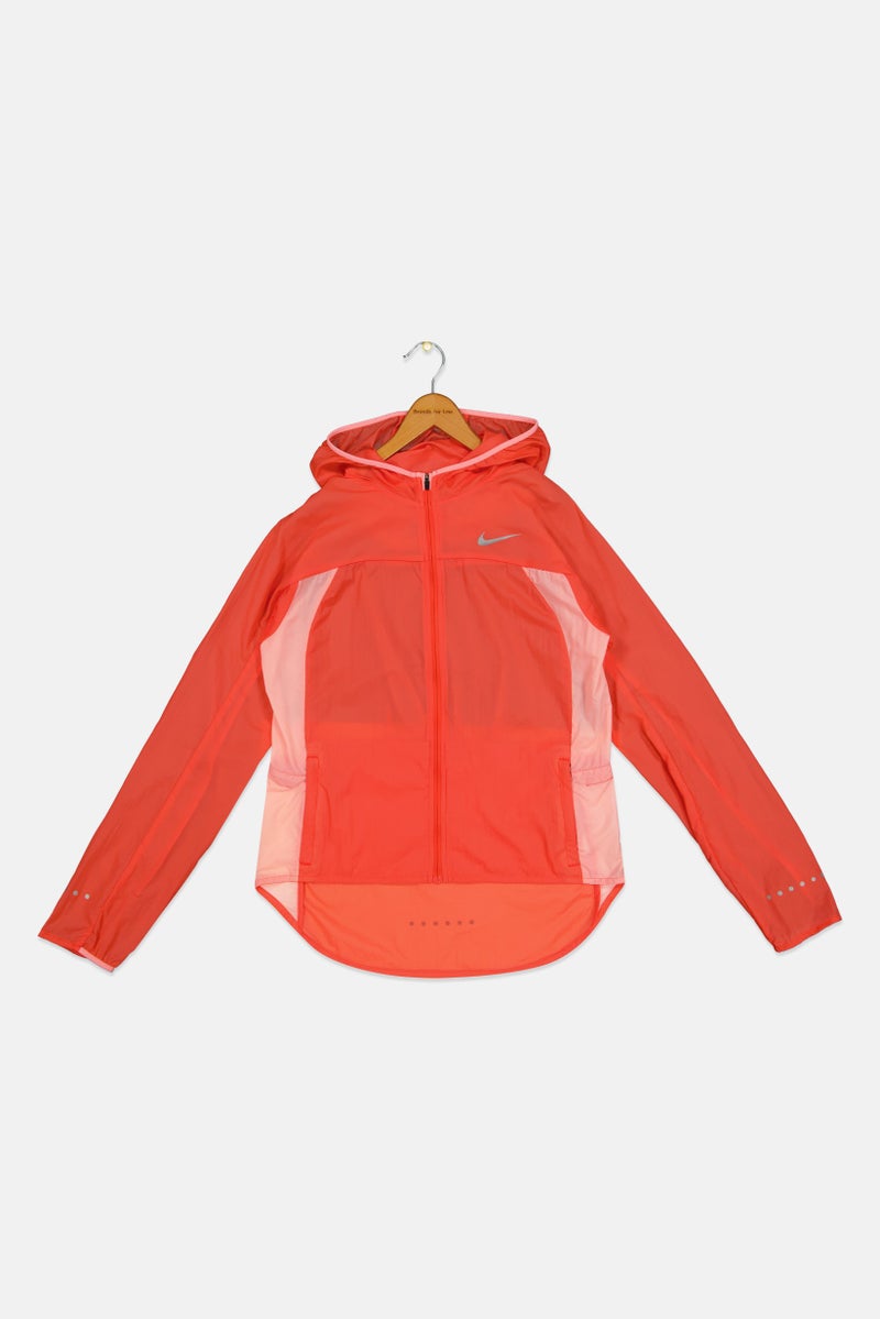 Nike جاكيت رياضي للفتيات من ماركة فيت بشعار، أحمر، مع غطاء رأس - Image 2