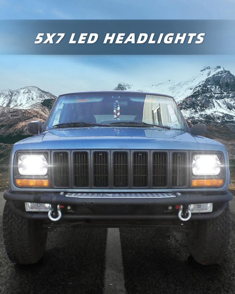 AUDEXEN Square 5x7 / 6x7 Inch Led Headlight High Low Beam Headlamp Compatible with Jeep Wrangler YJ Cherokee XJ Trucks Replacement H6054 H5054 H6054LL 69822 6052 6053 (2 PCS) - Image 3