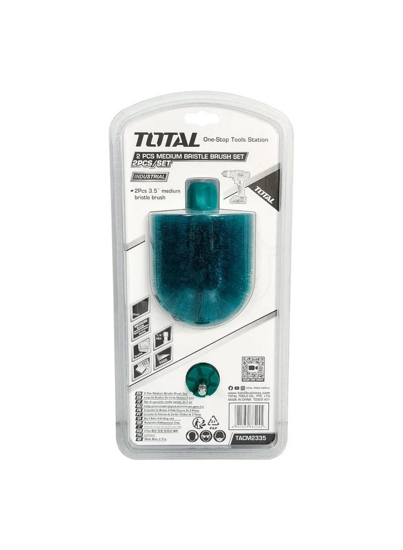 توتال طقم من قطعتين فرشاة تنظيف كهربائية بمقاس 3.5 بوصة و3.5 بوصة بشعيرات صلبة لتنظيف السجاد والإطارات المعدنية - TACM2235 - Image 4