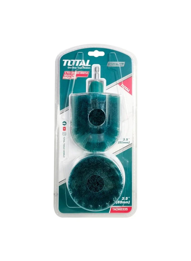 توتال طقم من قطعتين فرشاة تنظيف كهربائية بمقاس 3.5 بوصة و3.5 بوصة بشعيرات صلبة لتنظيف السجاد والإطارات المعدنية - TACM2235 - Image 2