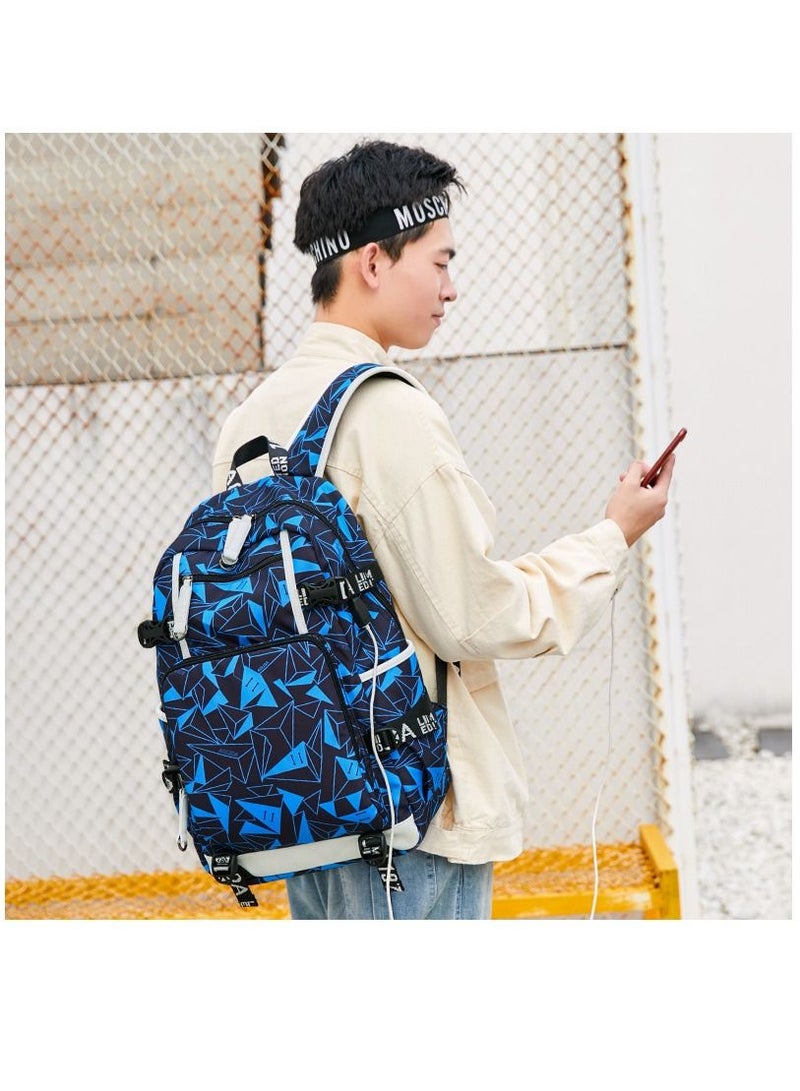 Aolida 1-Piece Men's Korean Version Backpack Minimalist Middle School Student Backpack Heat Transfer Printed Casual Men's Backpack - Image 2