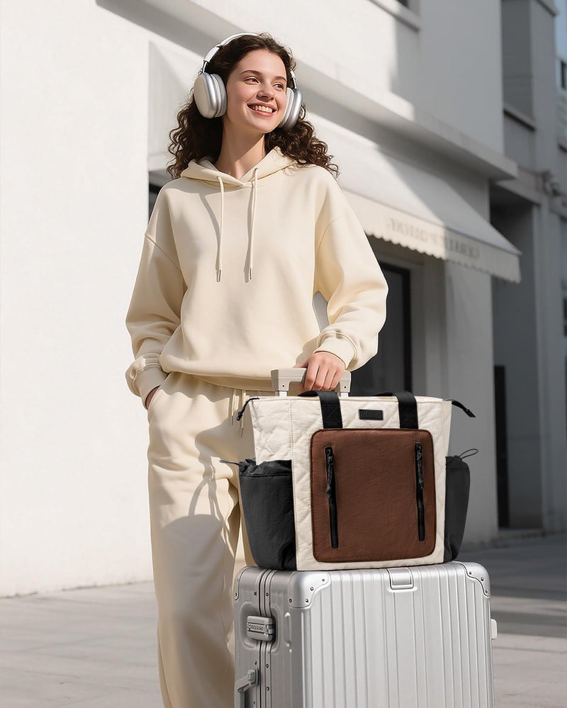 Bagstellar Puffer Tote Bag for Women, Lightweight Puffy Work Laptop Handbag Teacher Nurse Quilted Shoulder School Daily Travel Gym Bag - Image 3