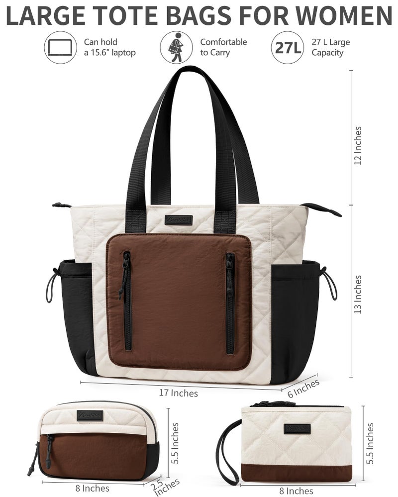 Bagstellar Puffer Tote Bag for Women, Lightweight Puffy Work Laptop Handbag Teacher Nurse Quilted Shoulder School Daily Travel Gym Bag - Image 4