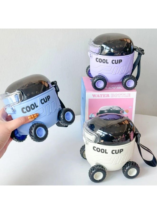 كوول زجاجة مياه بعجلات للأطفال، متعددة الألوان بسعة 550 ML ، تصميم عصري - Image 1