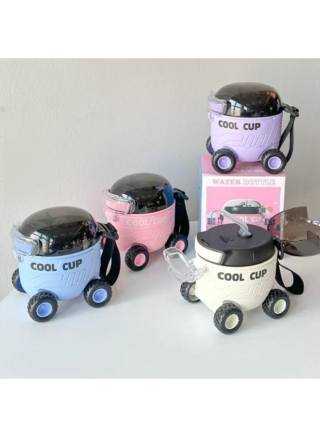 كوول زجاجة مياه بعجلات للأطفال، متعددة الألوان بسعة 550 ML ، تصميم عصري - Image 2