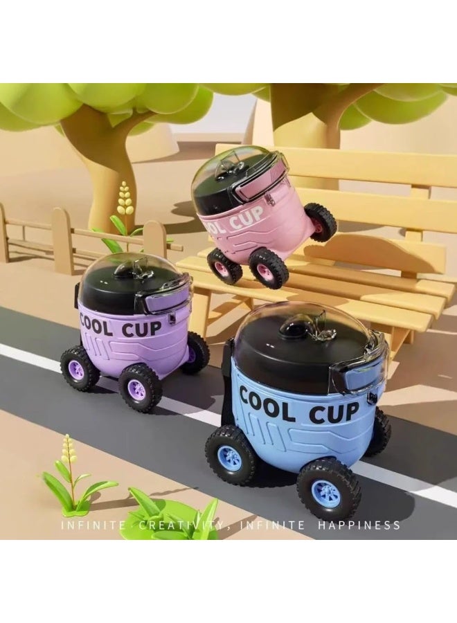 كوول زجاجة مياه بعجلات للأطفال، متعددة الألوان بسعة 550 ML ، تصميم عصري - Image 3