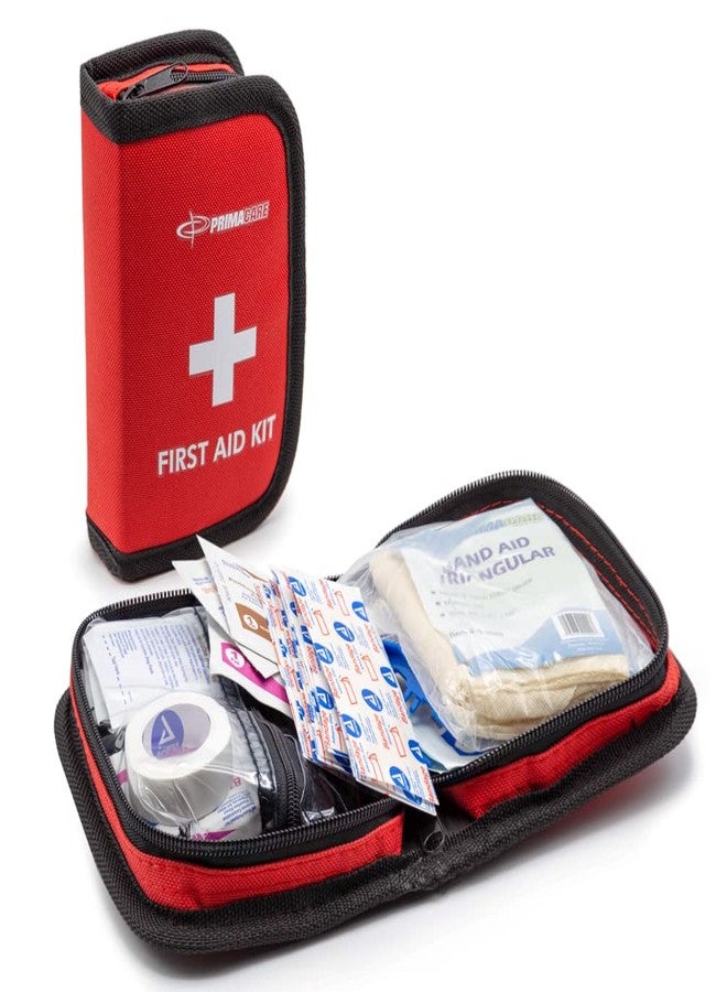 Primacare KB-7411 45 Piece Personal First Aid Kit, 6"x4"x1", with Emergency Medical Supplies, Pocket Size Essential Travel Bag, Med Kits, Red - Image 1