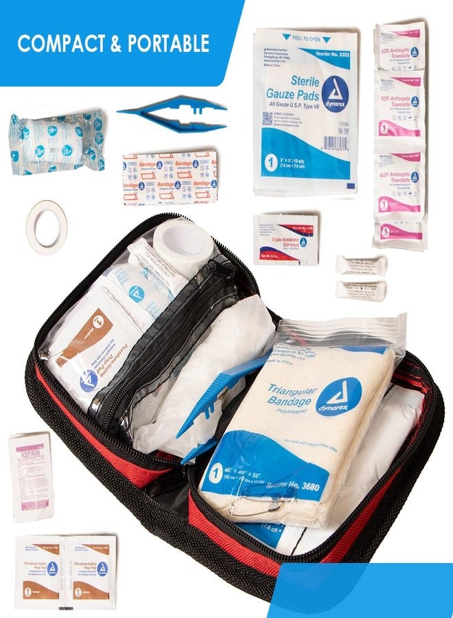 Primacare KB-7411 45 Piece Personal First Aid Kit, 6"x4"x1", with Emergency Medical Supplies, Pocket Size Essential Travel Bag, Med Kits, Red - Image 2