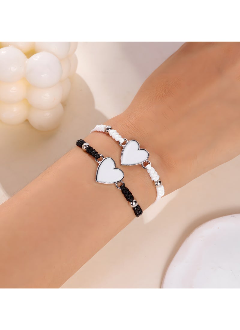 LIXADA 2pcs Luminous Heart Charm Bracelets, Cute Simple Style, Weave Material, Daily & Gift Occasion, Birthday, Special Festival Suitable, All-Season Wear, Gift for Kids Age 3+  - Image 2