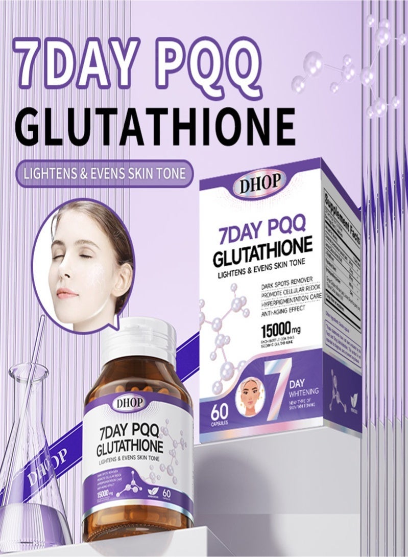 DHOP 7 Day PQQ   Glutathione - Effective Skin Lightening  - Dark Spots, Melasma & Acne Scar Remover, Hyperpigmentation Treatment 60 Capsules - Image 4