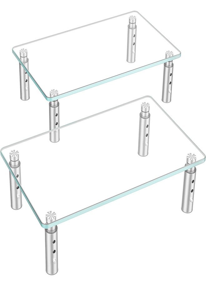 Hemudu 2 Pack Monitor Stand - 3 Adjustable Height Riser, Computer Stand, Desktop Organizer for PC, Laptop - Clear - Image 1