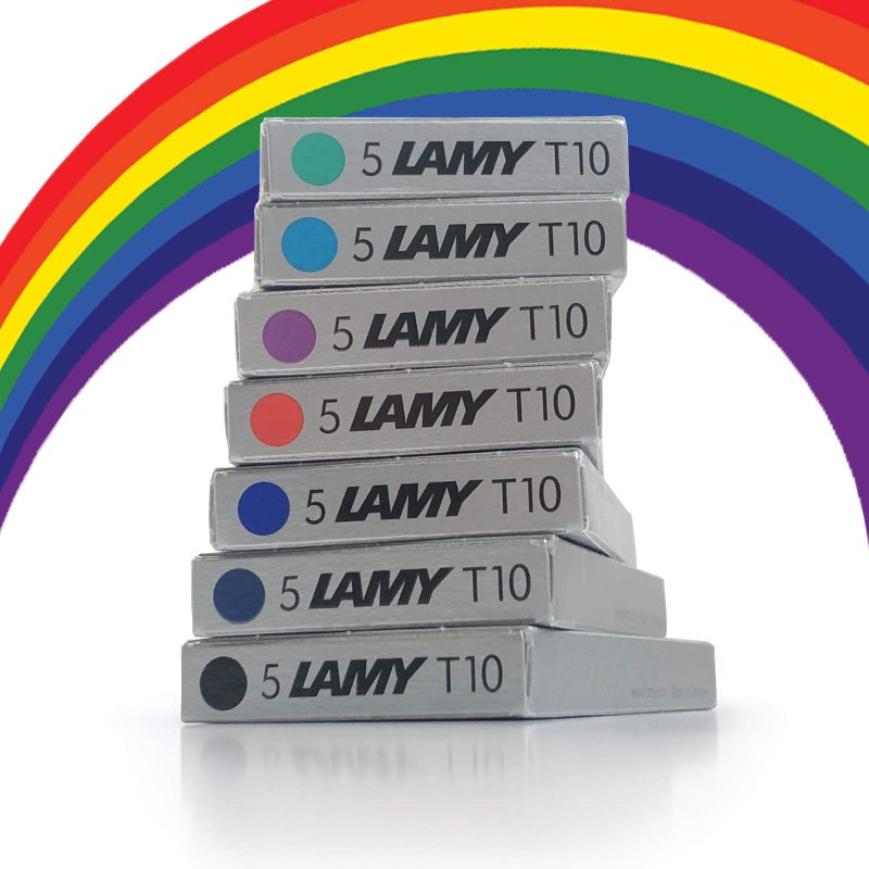 Lamy T10 Assorted Colour Pack Fountain Pen Ink Cartridges Refills Spare Replacement For All Lamy Fountian Pens (1 Pack Of Each Colour - 7 Packs - 35 Cartridges - Black, Red, Washable Blue, Green, Purp - Image 3