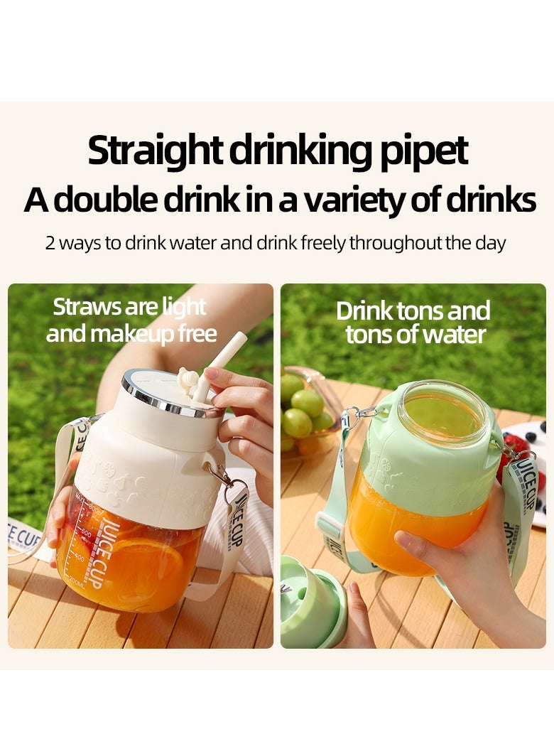 قابل للشحن خلاط المحمولة كأس 800ml ميني عصير النازع كأس ، مع 10 شفرات الفولاذ المقاوم للصدأ ، مانعة للتسرب خلاط الفاكهة المستخدمة في ميلك شيك وعصير ، عصارة الكهربائية المستخدمة في صالة الألعاب الرياضية السفر المطبخ ( الأخضر ) - Image 5