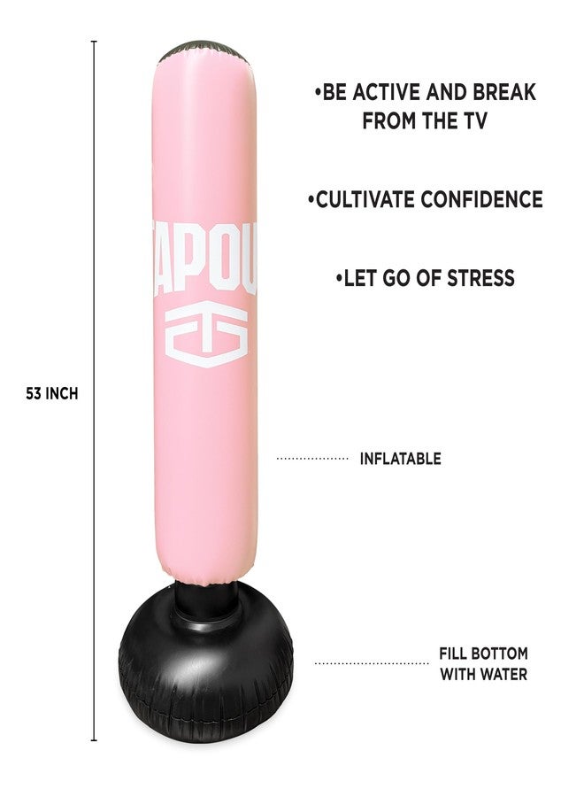TAPOUT Kids Pink Boxing Kit: 8 oz Gloves, Inflatable Punching Bag with Pump - Image 3