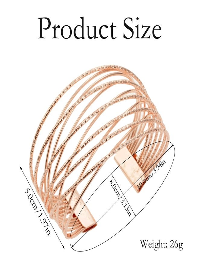 FFZDENA Bracelet For Women Stylish Latest, Rose Gold Geometric Cuff Bracelet, Cuff Bracelet For Woman, Fashion Jewelry For Special Occasions, 26g Metal Openwork Design - Image 2
