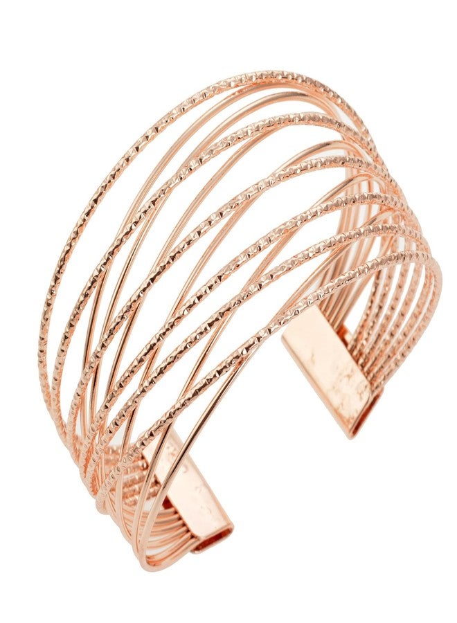 FFZDENA Bracelet For Women Stylish Latest, Rose Gold Geometric Cuff Bracelet, Cuff Bracelet For Woman, Fashion Jewelry For Special Occasions, 26g Metal Openwork Design - Image 1