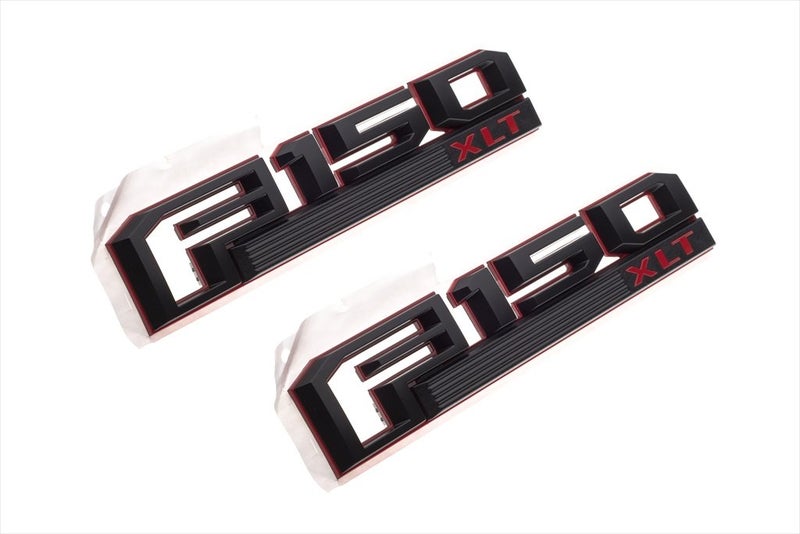 Ford 2015-2016 Ford F-150 XLT Red & Black Fender Emblem Nameplates Right Left Set OEM - Image 3