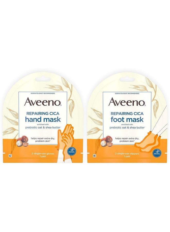 Aveeno Repairing CICA Foot Mask & Hand Mask with Prebiotic Oat and Shea Butter, for Extra Dry Skin, 1 ea - Image 1