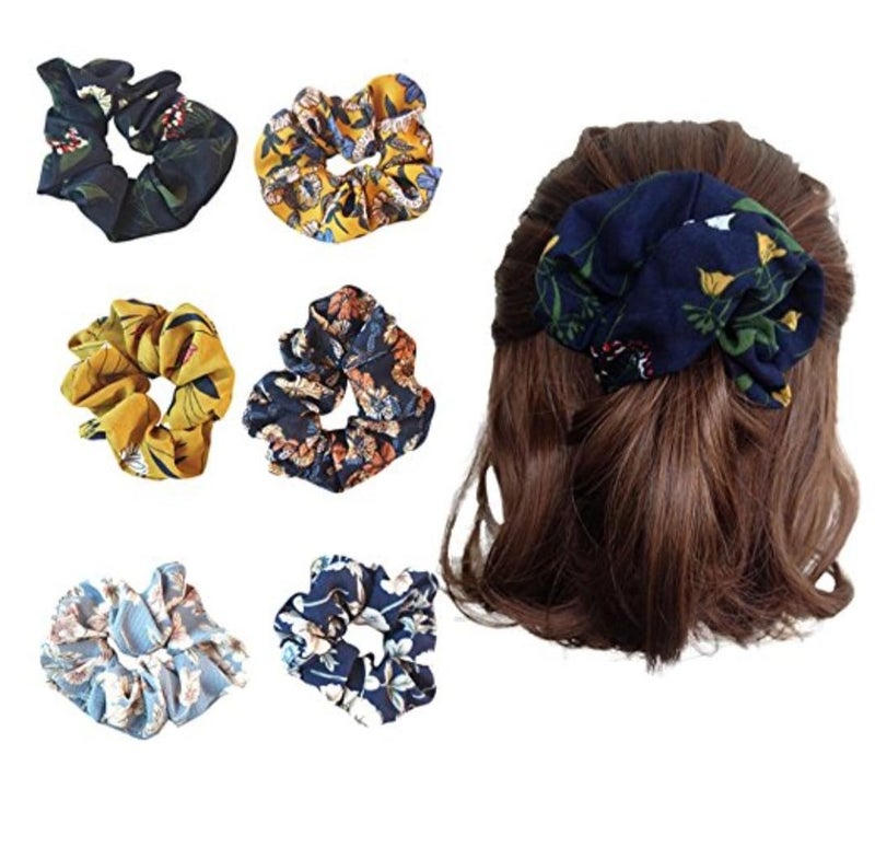 Generic 12 Pcs Printed Scrunchies MultiColure Hair Band Rubber Band Clutcher Ponytails Hair Accessories For Girls Women Ladies  - Image 5