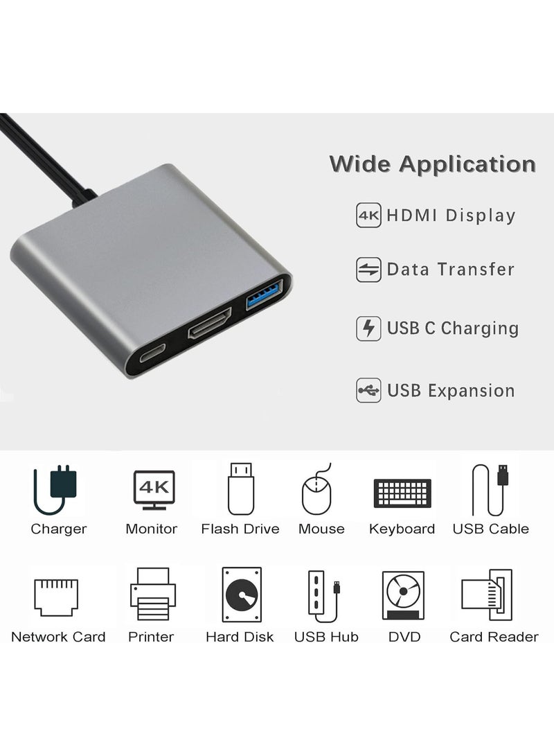 محول متعدد المنافذ من USB-C إلى HDMI مع منفذ شحن، محول HDMI إلى USB-C لتوصيل الشاشة بالكمبيوتر المحمول، محول USB-C إلى USB 3.0 بسرعة 10 جيجابت في الثانية، محول USB-C إلى HDMI بدقة 4K لأجهزة Mac وiPad Pro وMacBook وChromebook - Image 4
